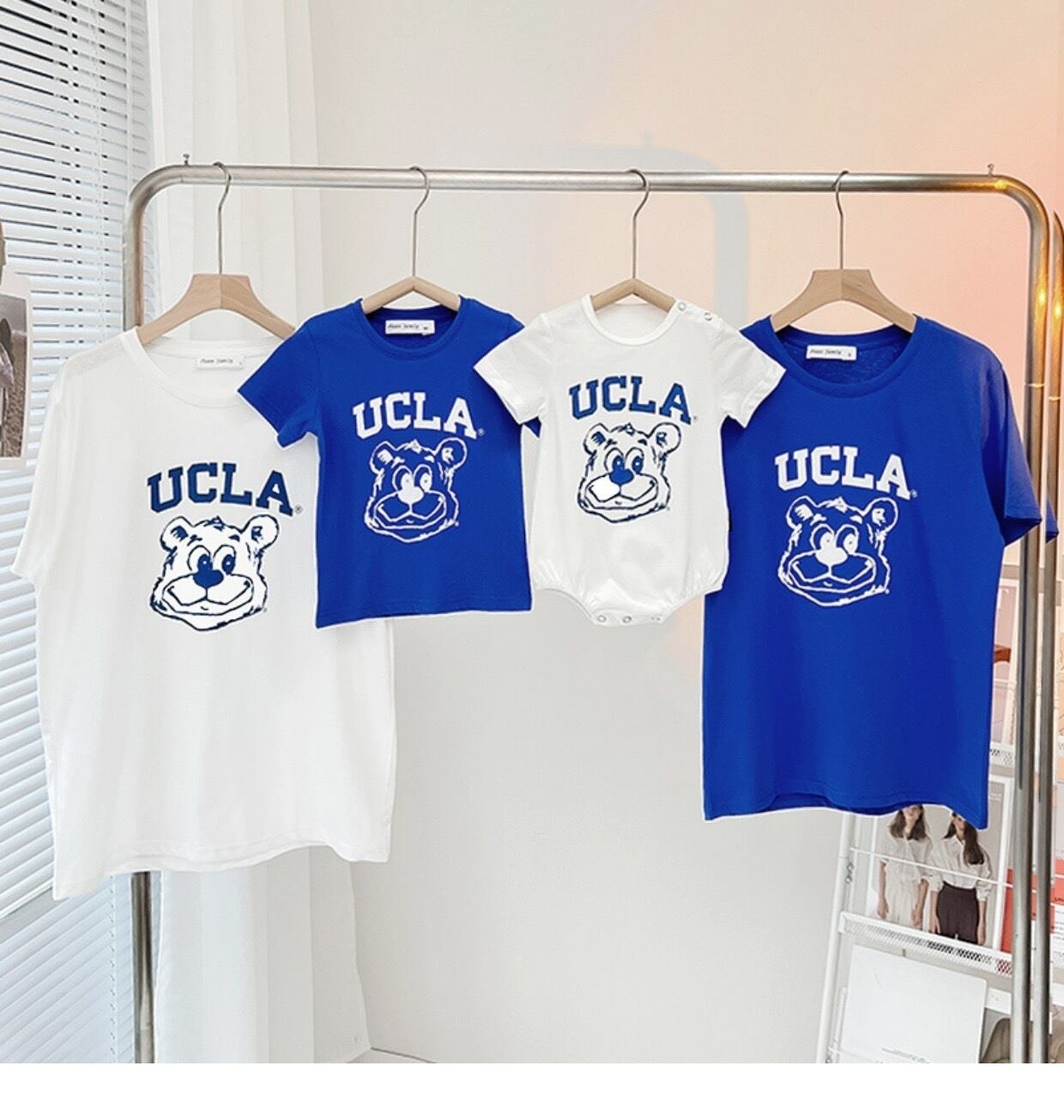 親子ペアルック アメカジ風 UCLAベア Tシャツ・ロンパース