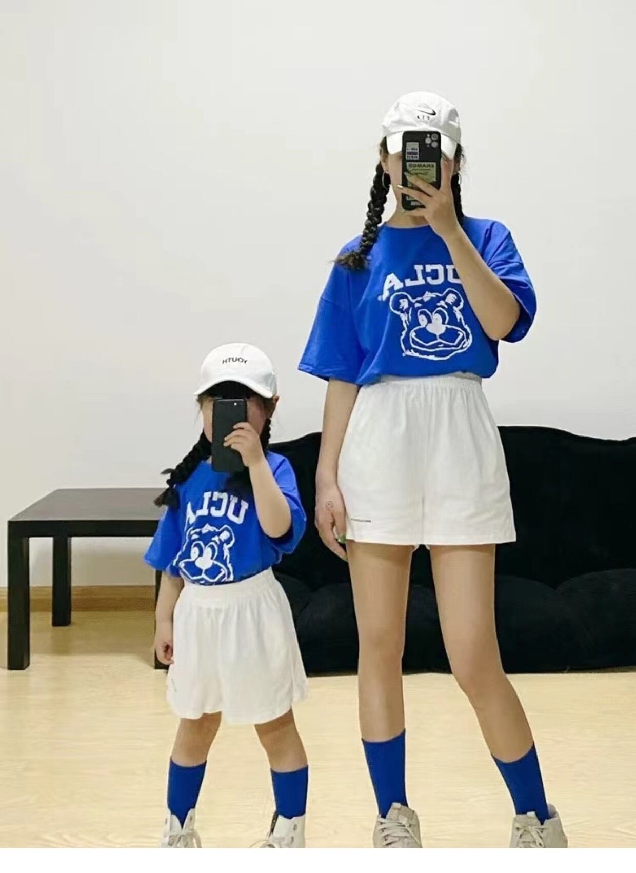 親子ペアルック アメカジ風 UCLAベア Tシャツ・ロンパース