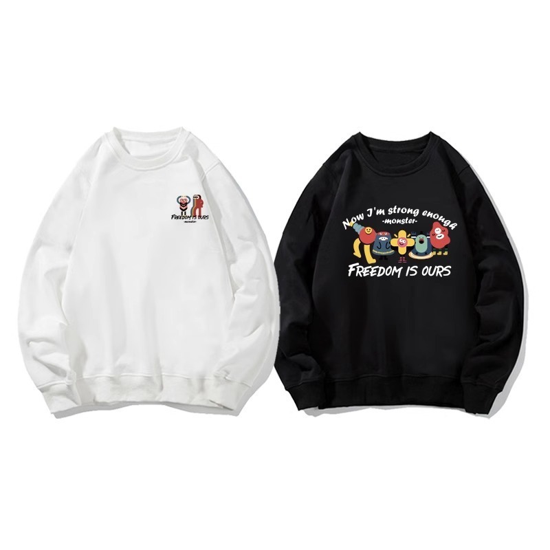 カップルペアルック 「FREEDOM MONSTERS」 グラフィックライントレーナー