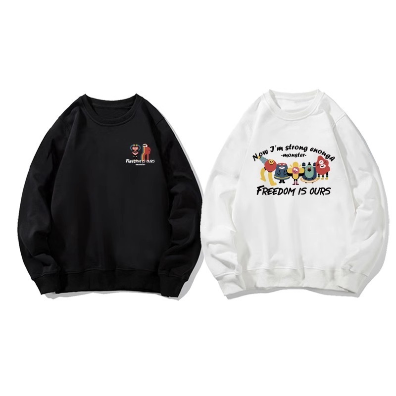 カップルペアルック 「FREEDOM MONSTERS」 グラフィックライントレーナー