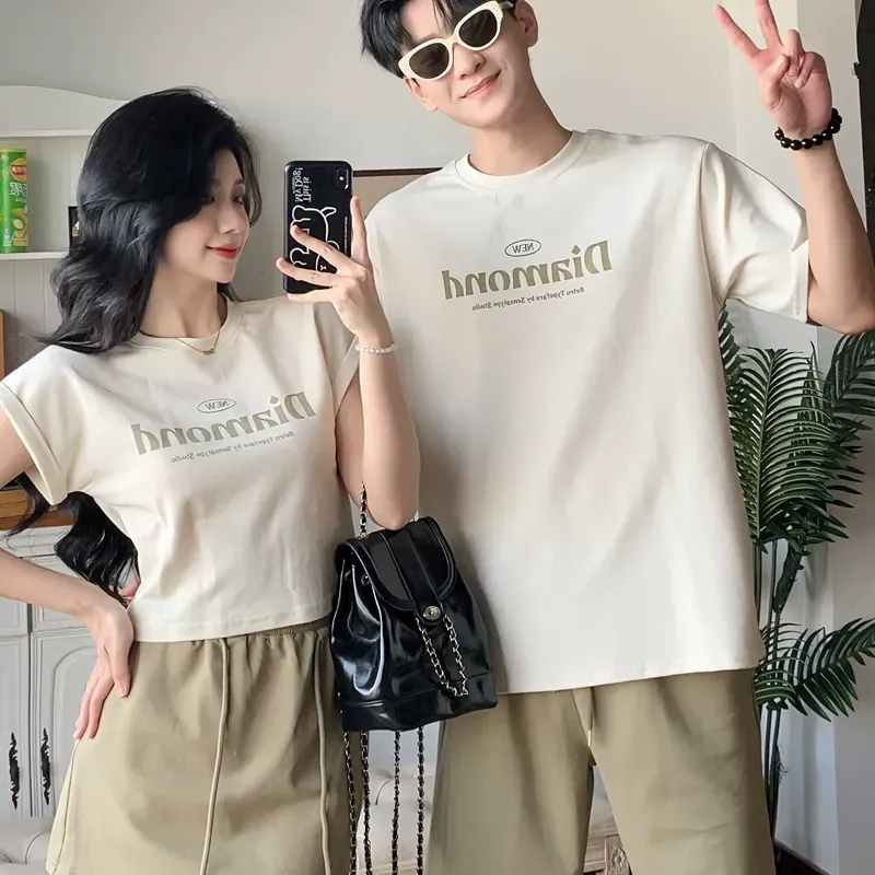 カップルペアルック ナチュラルリンク ロゴTシャツ