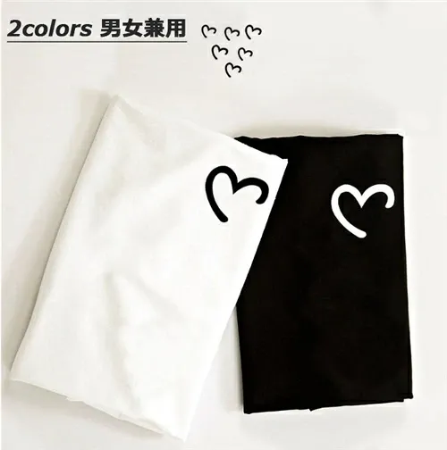 カップルペアルック ワンポイント手書き風 ハートTシャツ