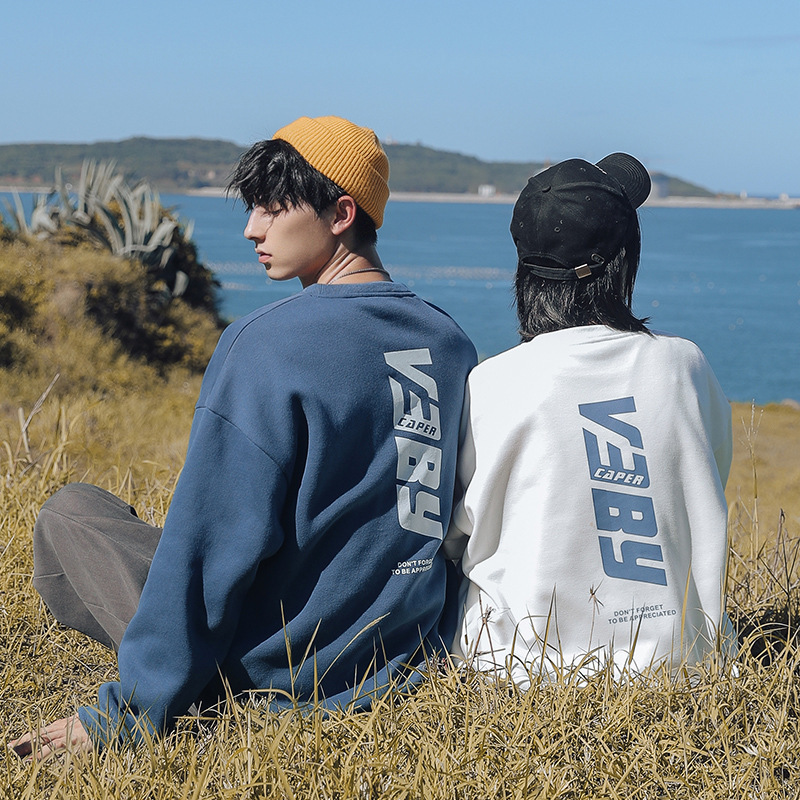 カップルペアルック VEBY ロゴ入り スウェット トレーナー ユニセックス ゆったり