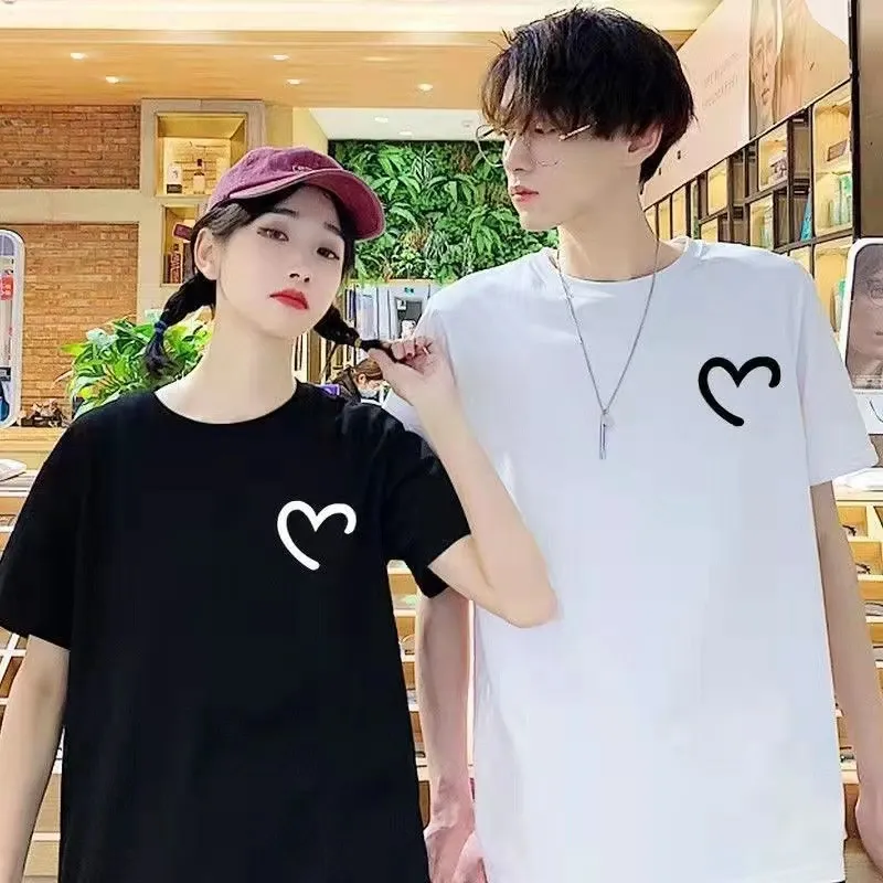 カップルペアルック ワンポイント手書き風 ハートTシャツ