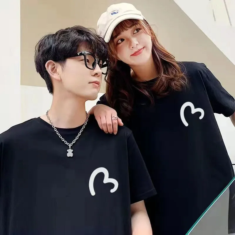 カップルペアルック ワンポイント手書き風 ハートTシャツ