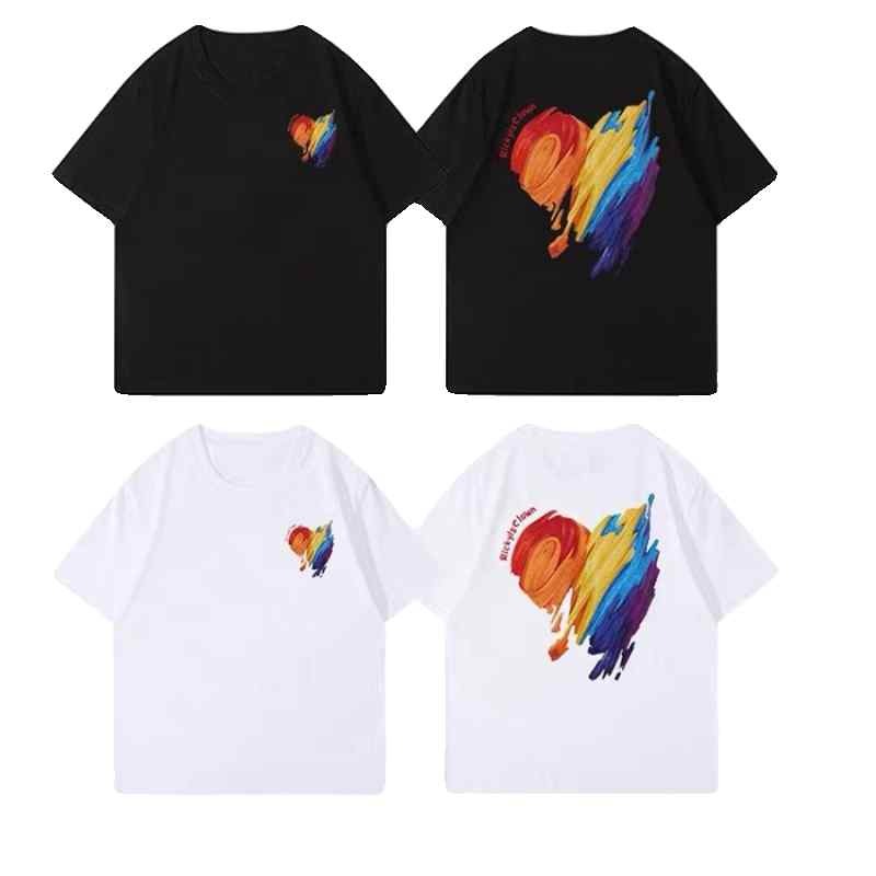 親子ペアルック レインボーペイントハートTシャツ
