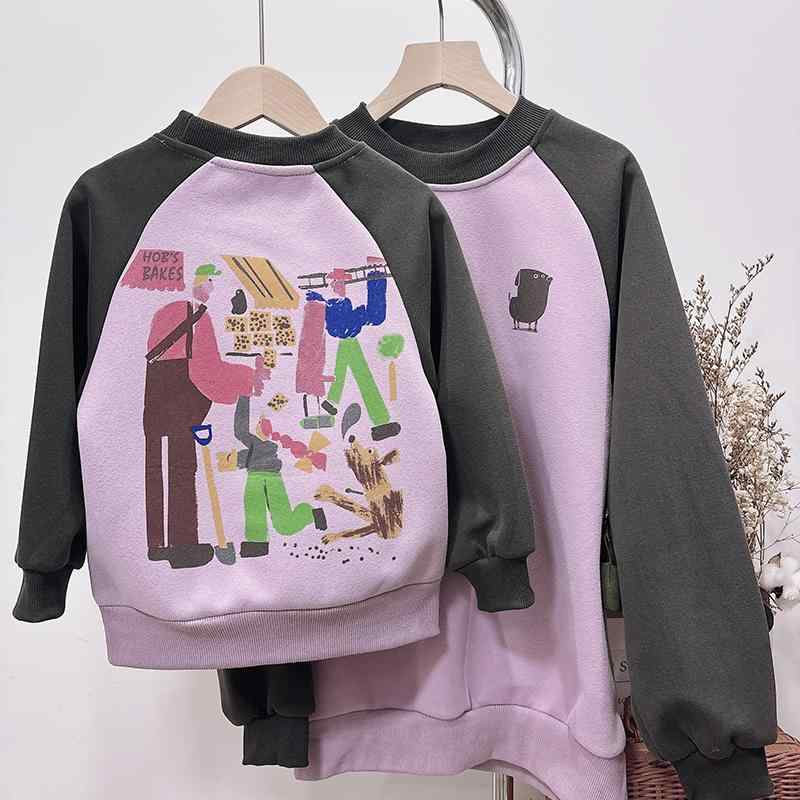 親子ペアルック バックイラスト パープルトレーナー・ロンパース