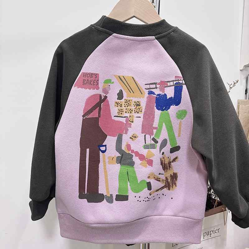 親子ペアルック バックイラスト パープルトレーナー・ロンパース