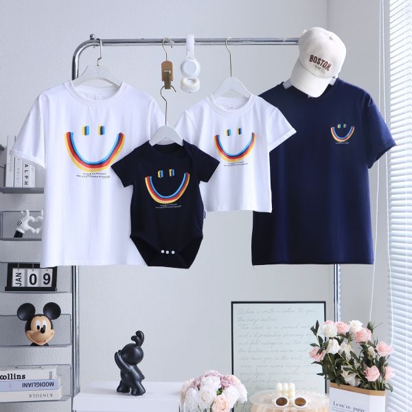 親子ペアルック レインボースマイルTシャツ