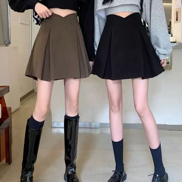 双子コーデ プリーツミニスカート ハイウエスト 韓国ガーリー