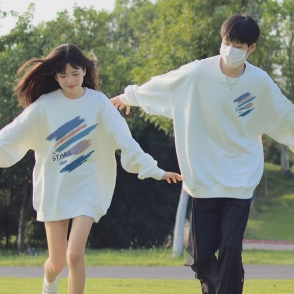 カップルペアルック ペイントブラッシュ トレーナー【2点セット】
