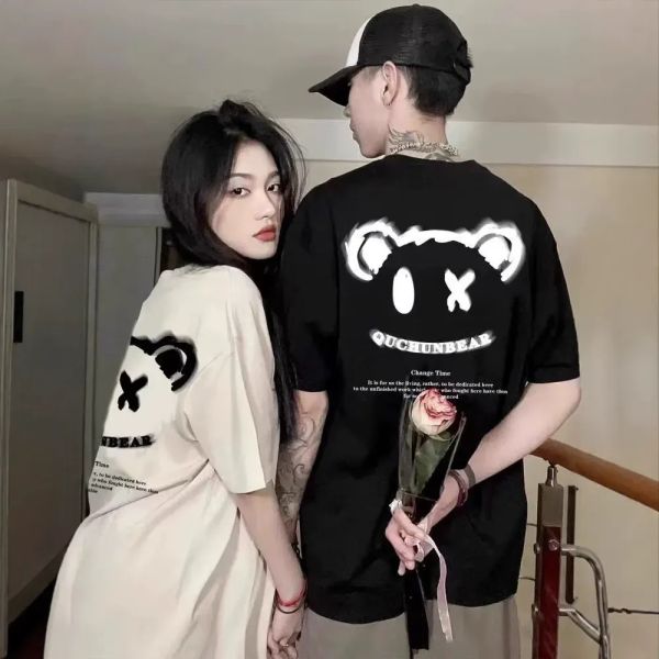 カップルペアルック キュートアイベア Tシャツ 