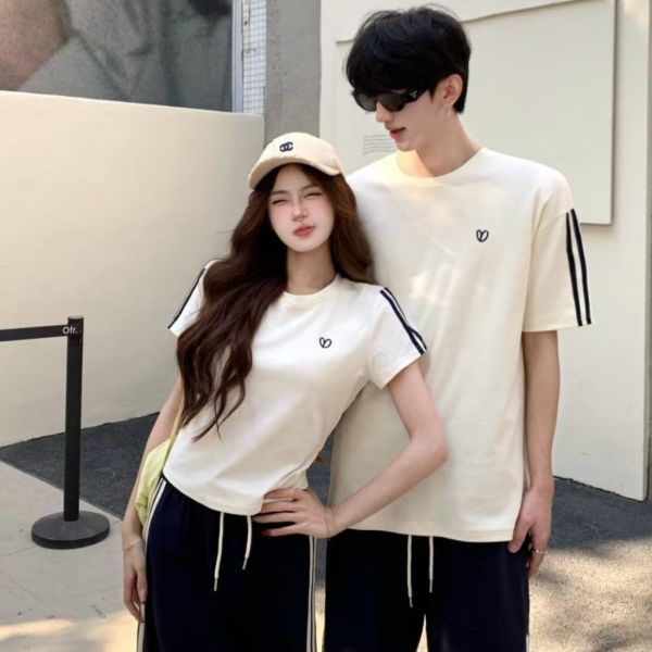 カップルペアルック シークレット・ハート スポーティリンクTシャツ