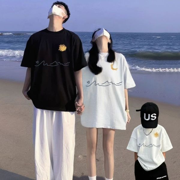 親子ペアルック Wave & Sky ラインアートTシャツ