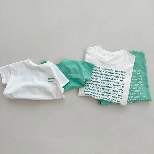 親子ペアルック 「Happiness」 ミント＆ホワイト Tシャツ