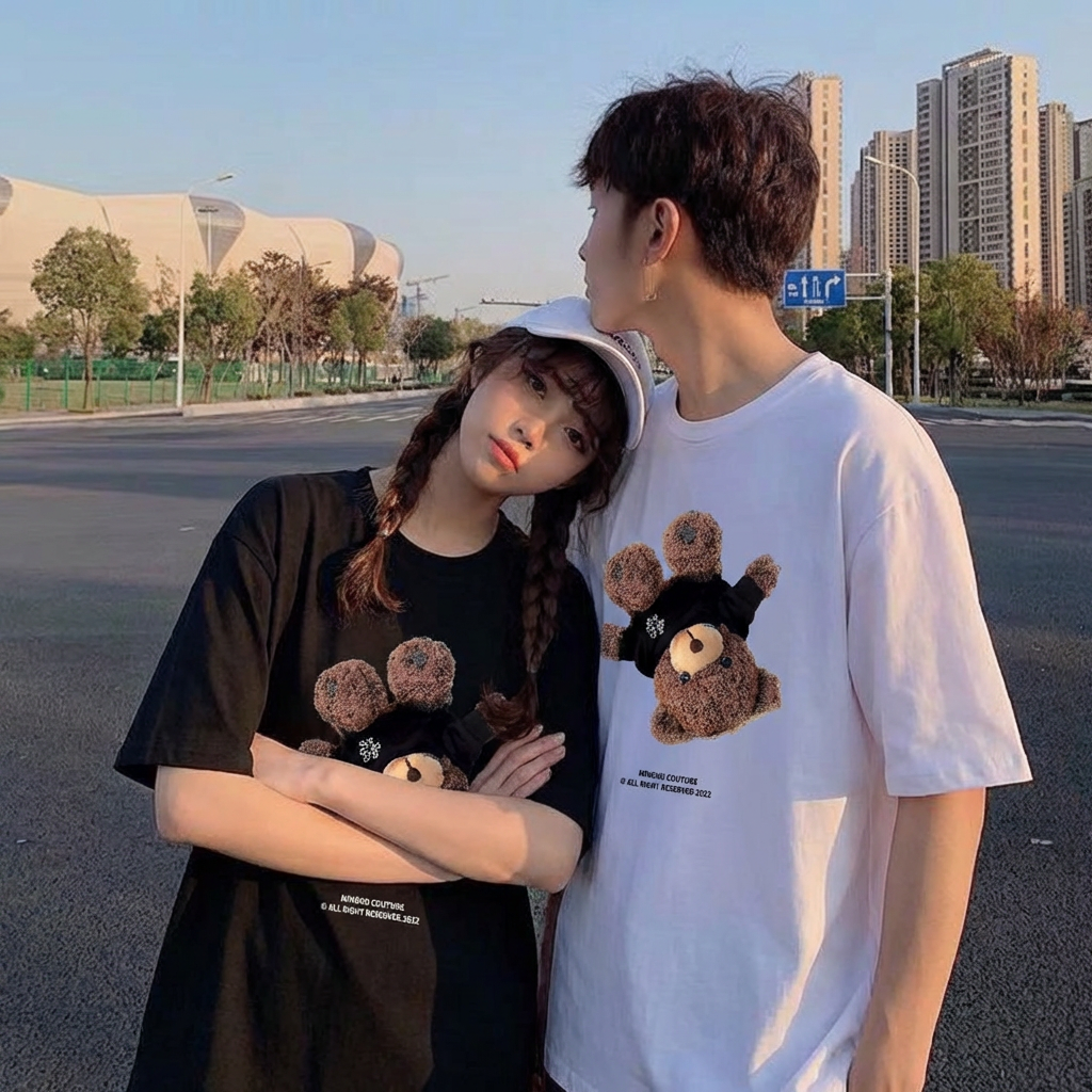 カップルペアルック リバース・ベア ユニセックスTシャツ