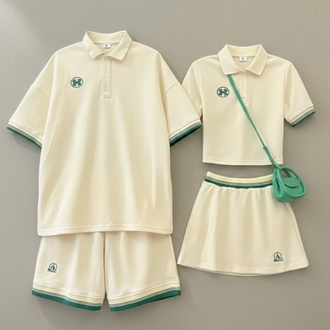 ペアルック カップル向け お揃いポロシャツセットアップ