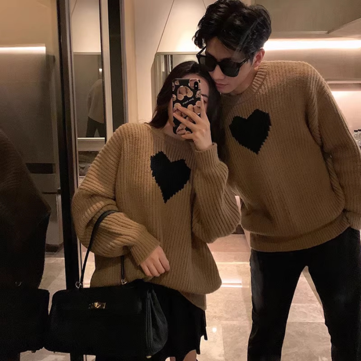 ペアルック ハイゲージ リブニットセーター