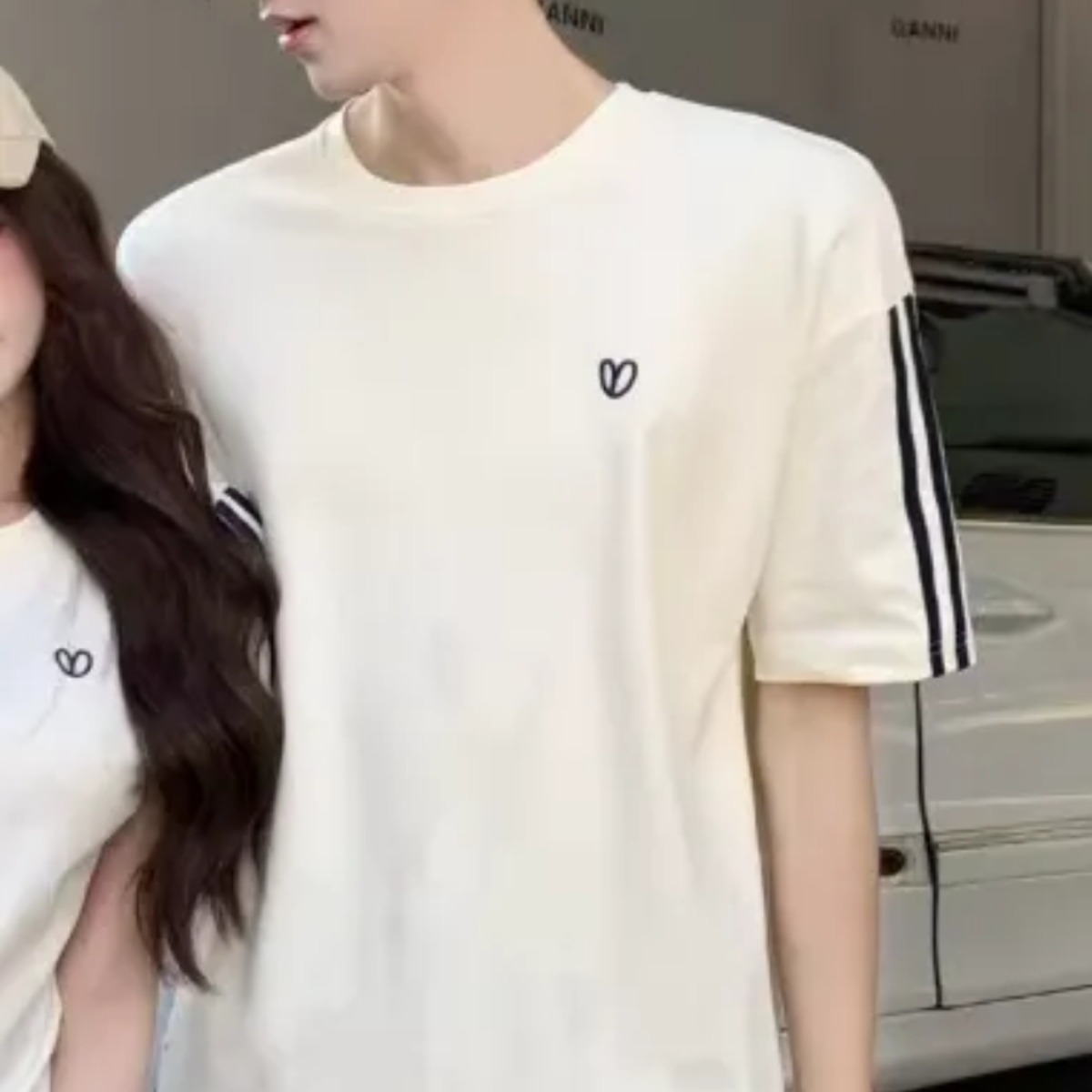 カップルペアルック シークレット・ハート スポーティリンクTシャツ