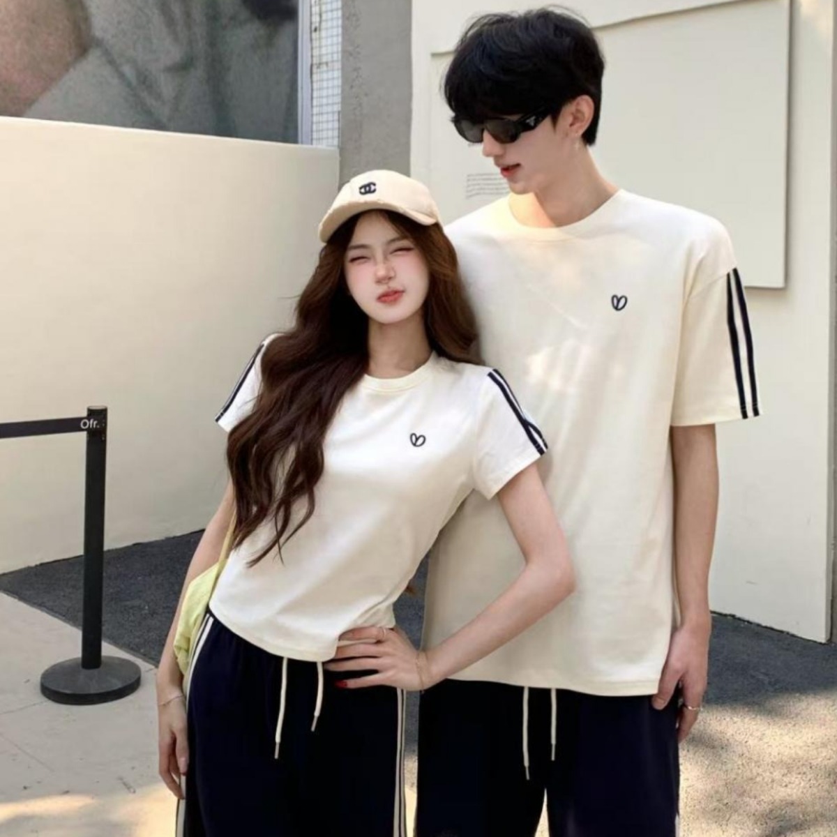 カップルペアルック シークレット・ハート スポーティリンクTシャツ