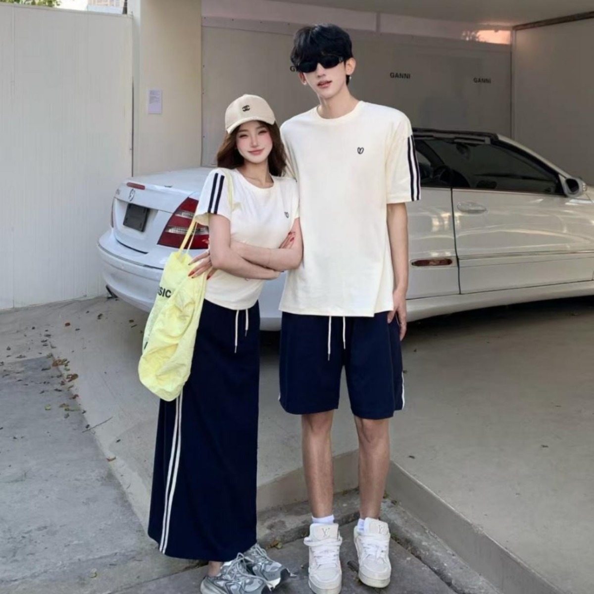 カップルペアルック シークレット・ハート スポーティリンクTシャツ