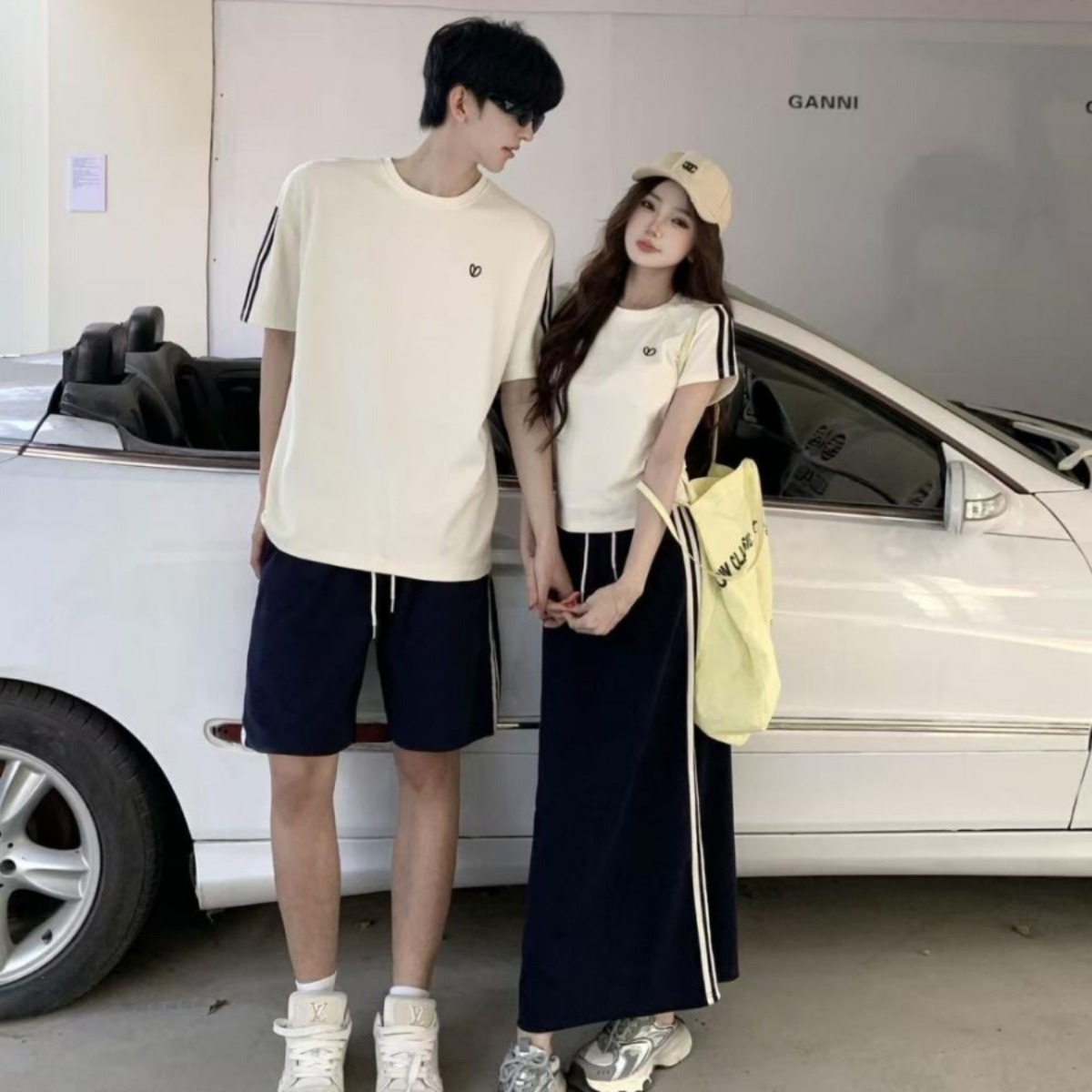 カップルペアルック シークレット・ハート スポーティリンクTシャツ