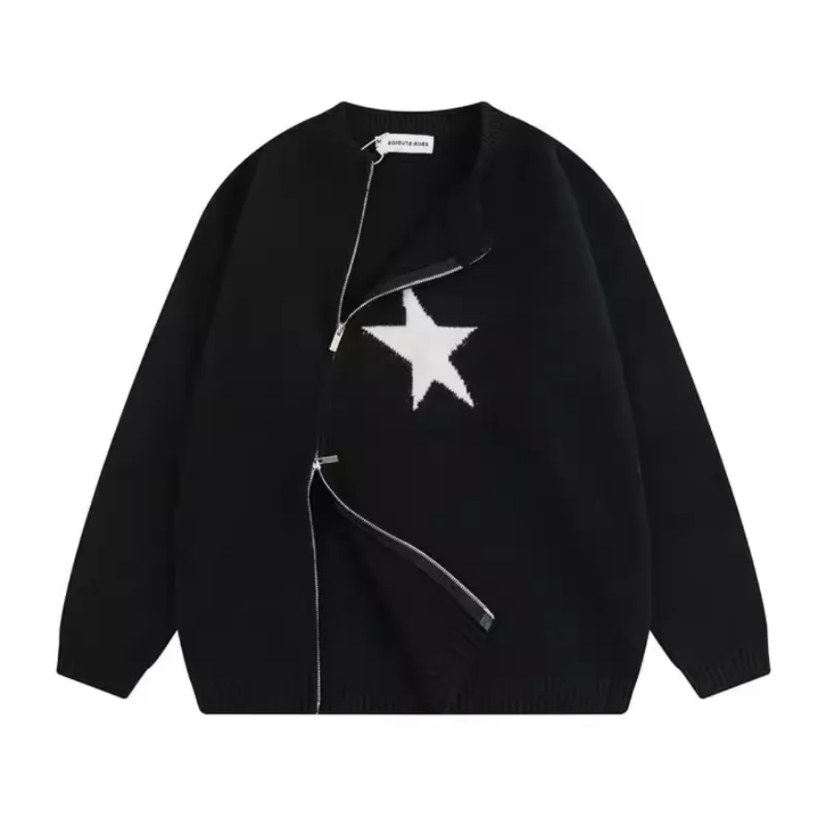 カップルペアルック アシンメトリー スターニットカーディガン ユニセックス
