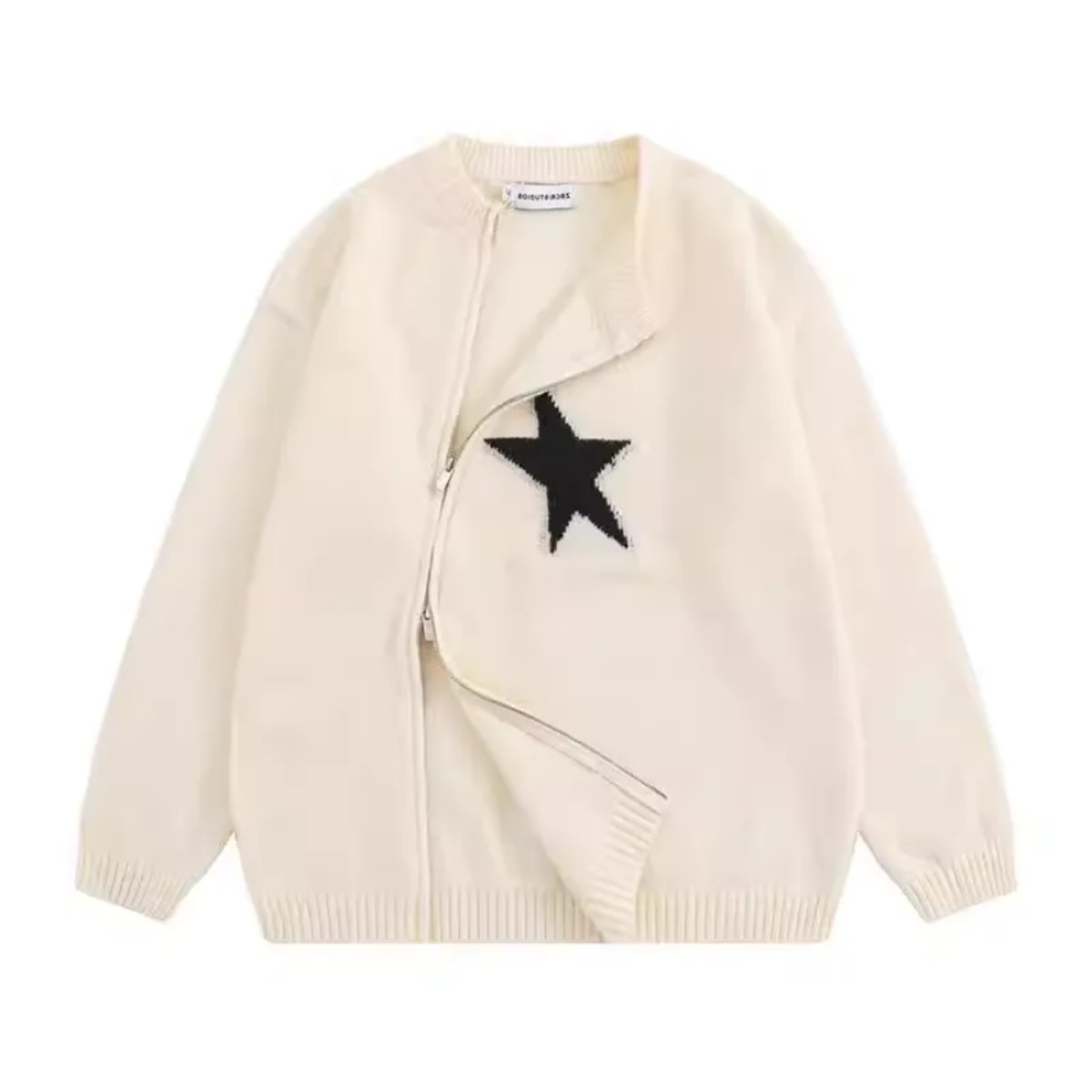 カップルペアルック アシンメトリー スターニットカーディガン ユニセックス