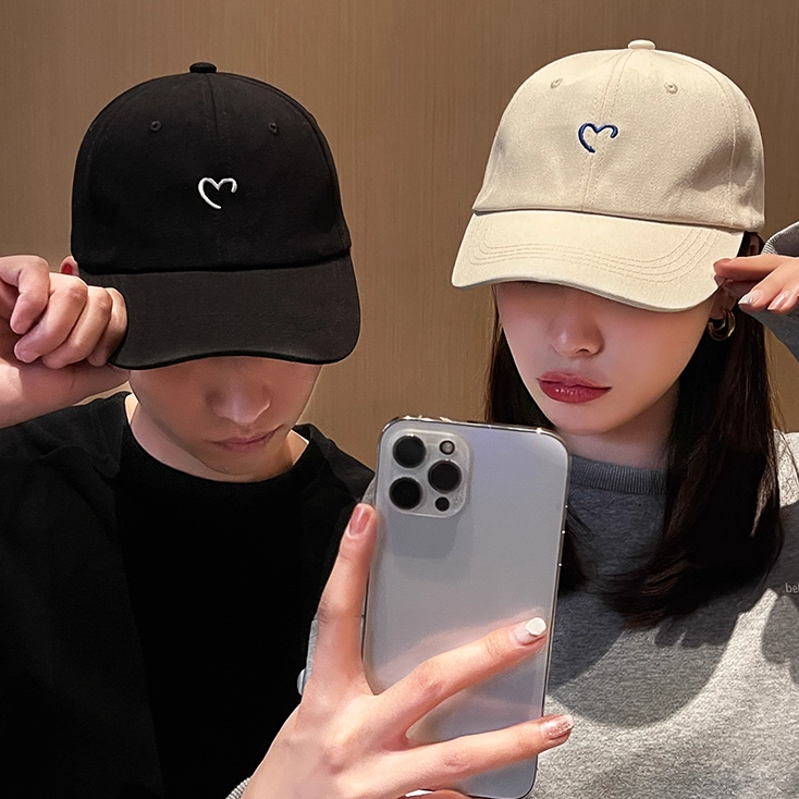 ペアキャップ 韓国風 ハートデザイン カップル お揃い帽子