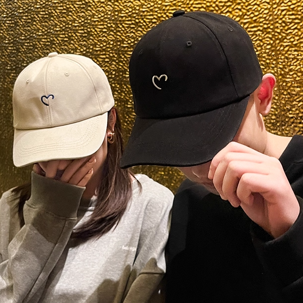 ペアキャップ 韓国風 ハートデザイン カップル お揃い帽子