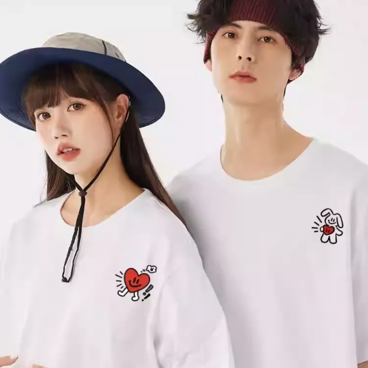 カップルペアルック ふたりを結ぶ ラビットハートTシャツ