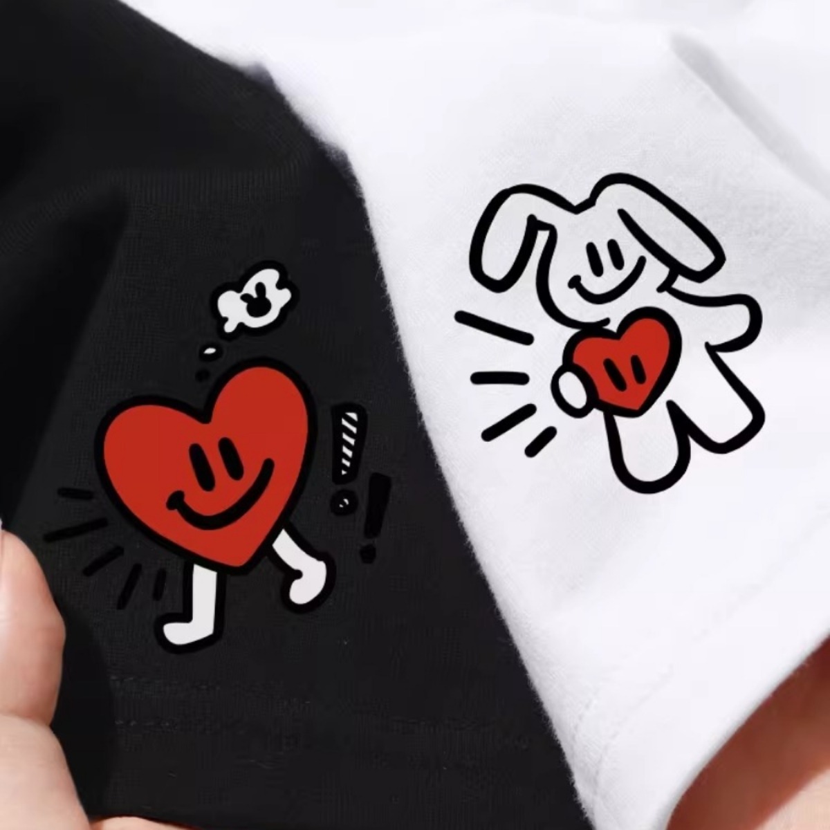 カップルペアルック ふたりを結ぶ ラビットハートTシャツ