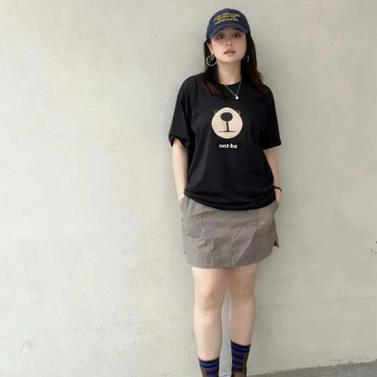 親子ペアルック モノトーン・アニマルフェイスTシャツ