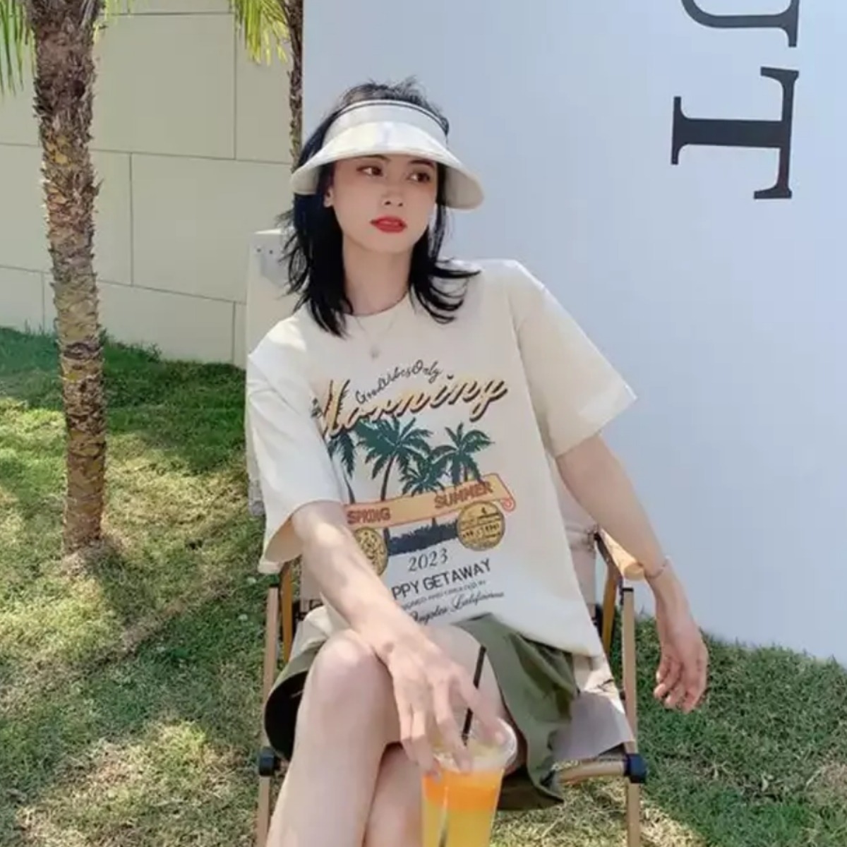 親子ペアルック  サマーリゾートプリント Tシャツ＆ロンパース