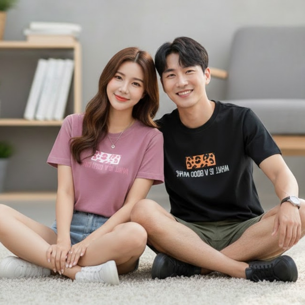 親子ペアルック レオパードアクセント Tシャツ・ロンパース