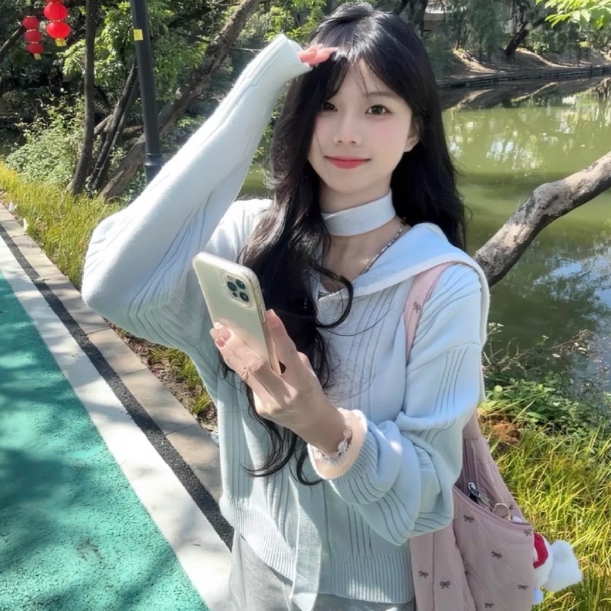 カップルペアルック ナチュラル淡色 ニットリンク