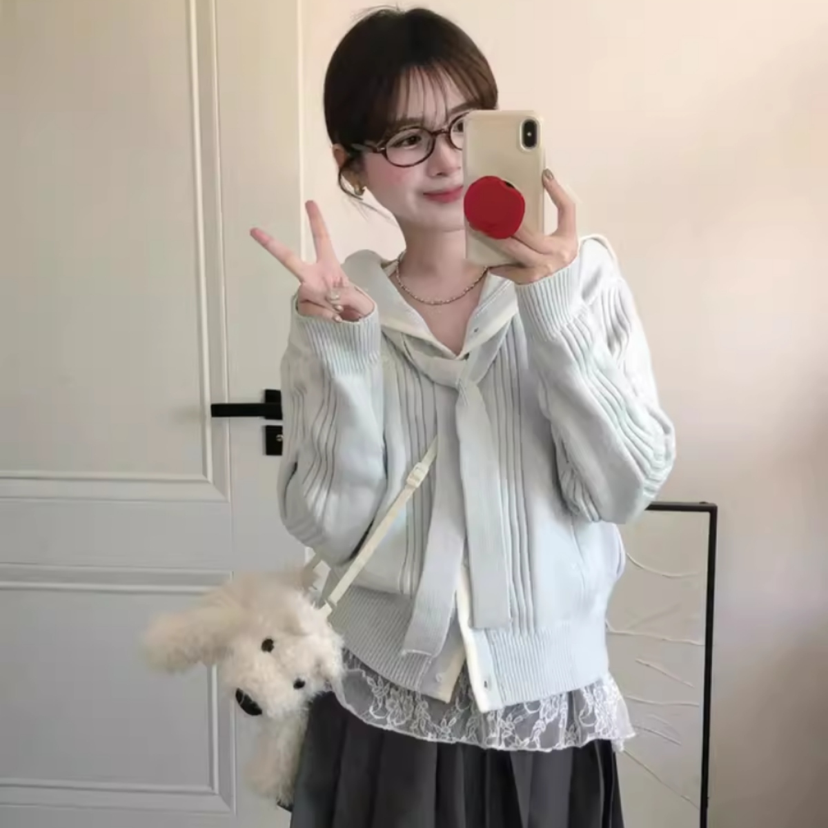 カップルペアルック ナチュラル淡色 ニットリンク