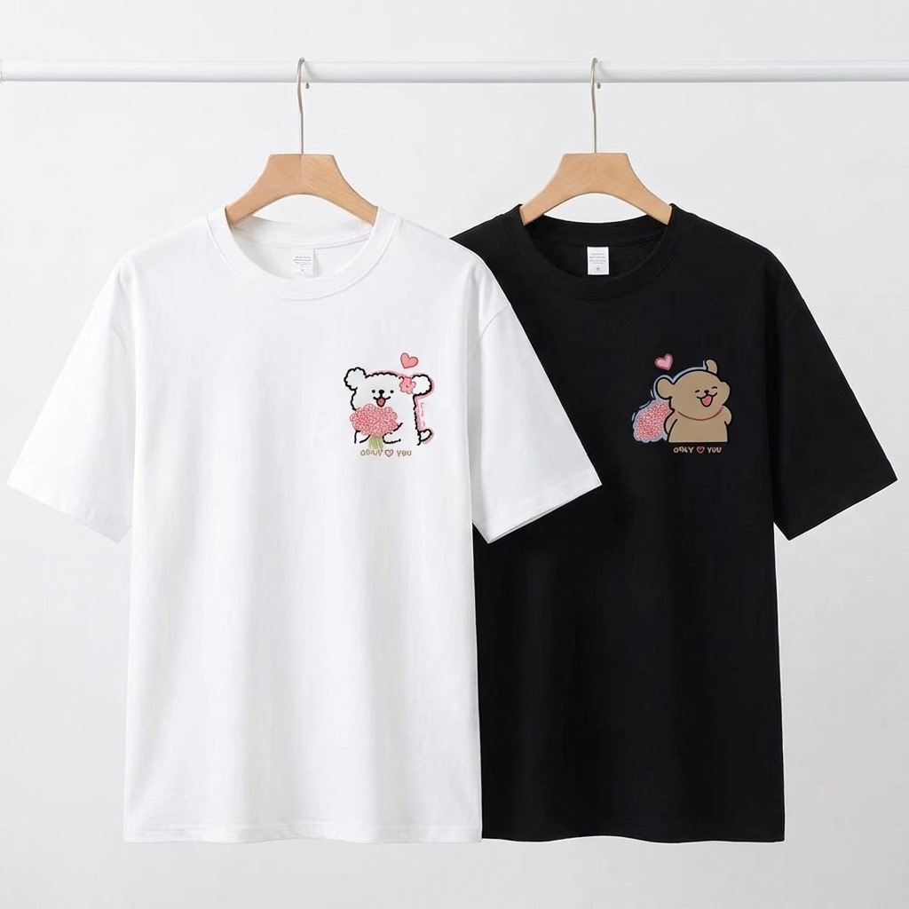 カップルペアルック 花束ドッグ リンクTシャツ