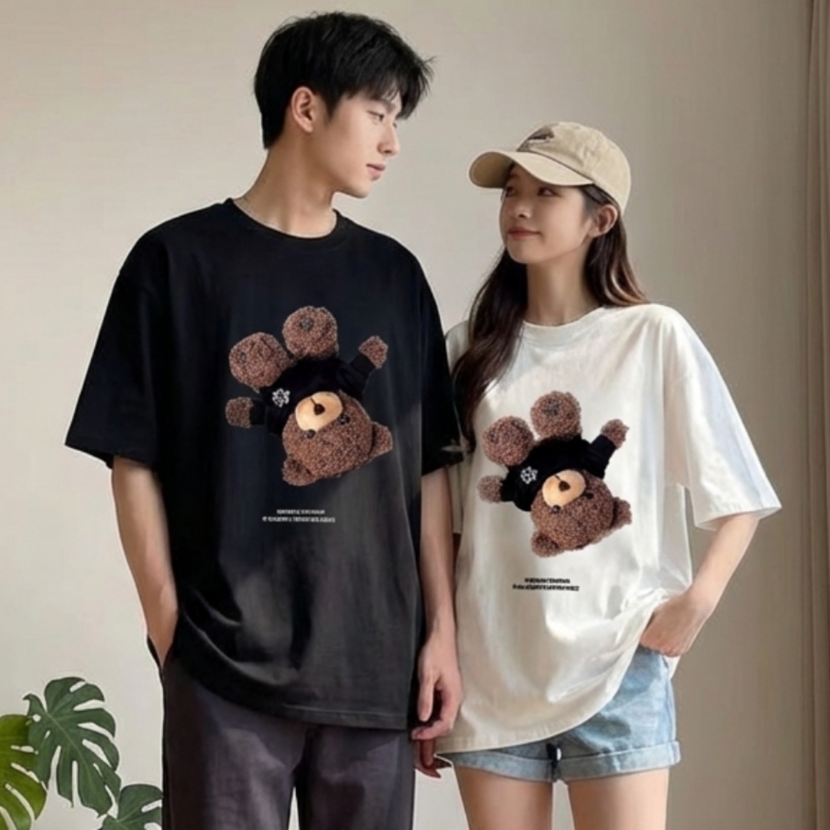 カップルペアルック リバース・ベア ユニセックスTシャツ