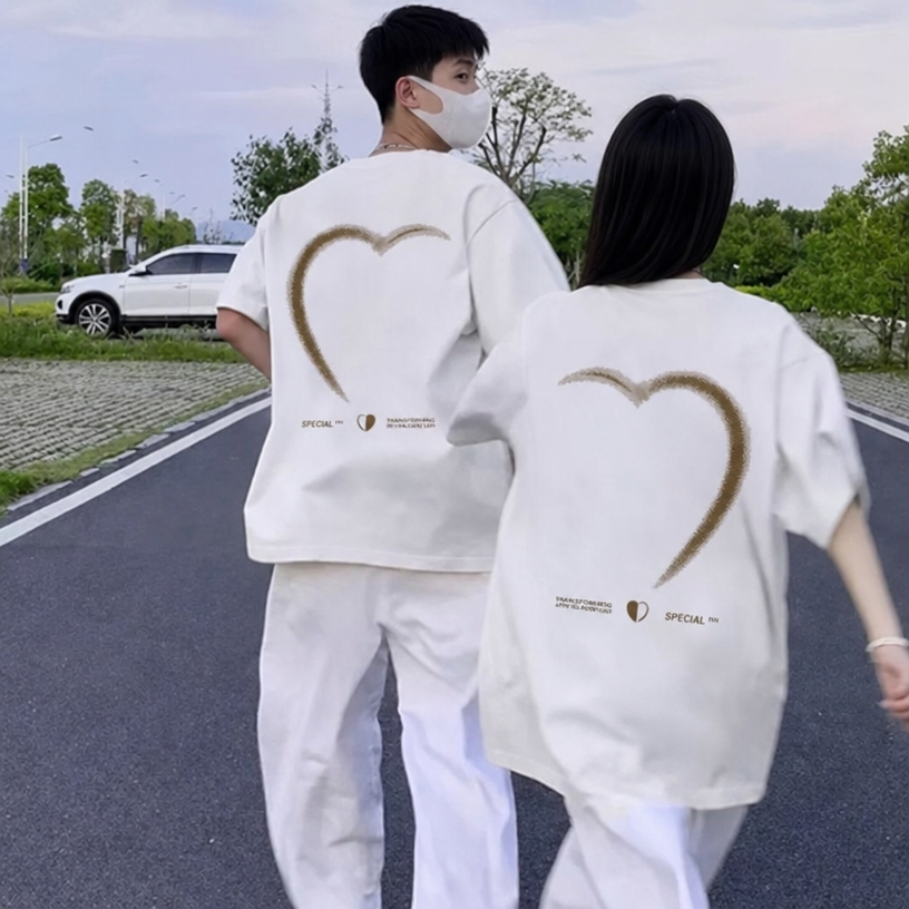 カップルペアルック つながるハートTシャツ