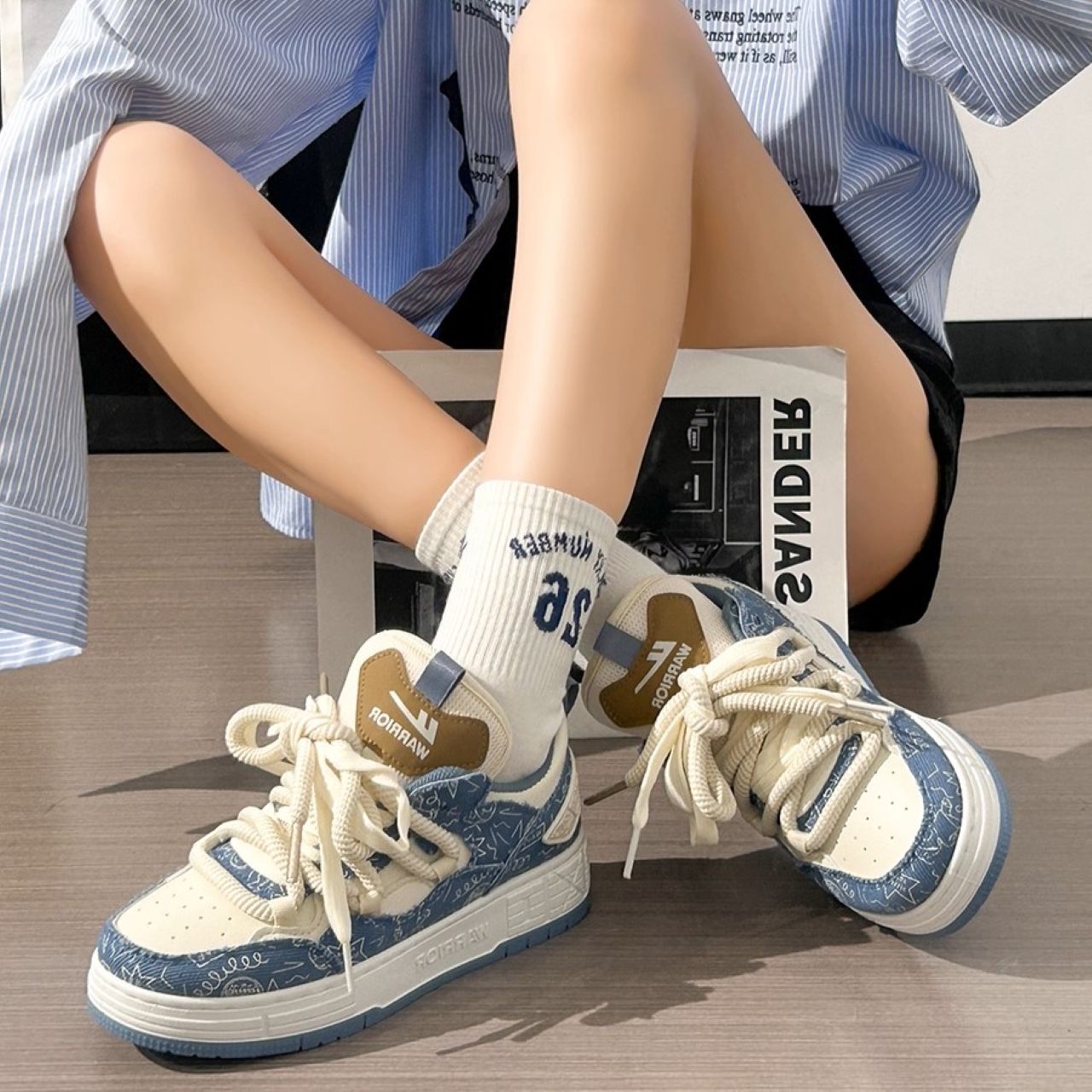 ペアルック 戦士ブランド 厚底カップルスニーカー 男女兼用スポーツカジュアル