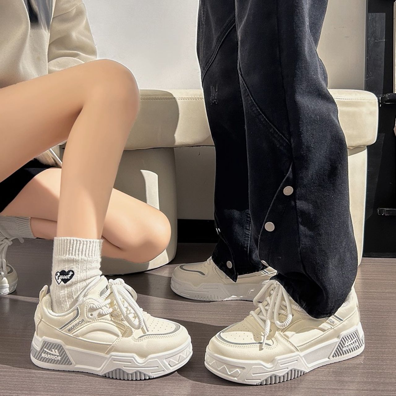 ペアルック 戦士ブランド ユニセックス厚底スニーカー オリジナルデザインカジュアル