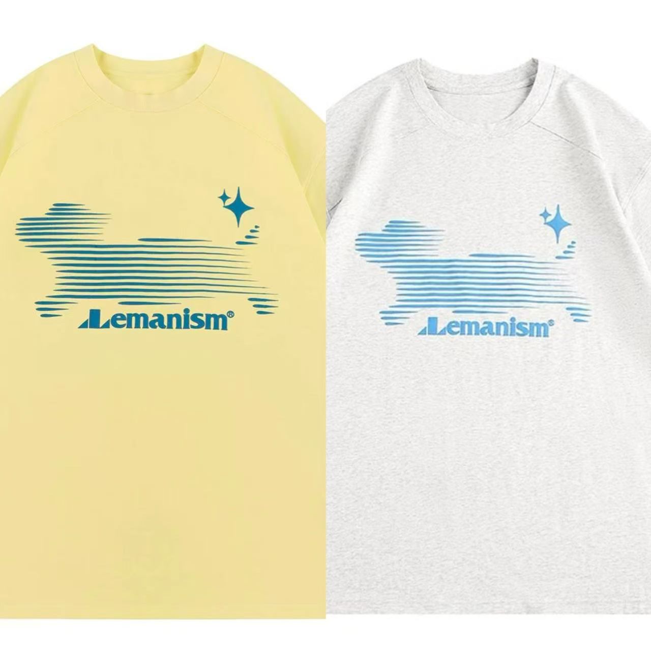 ペアルック【lemanism】ヘビーウェイト 幻影ドッグプリント 半袖Tシャツ