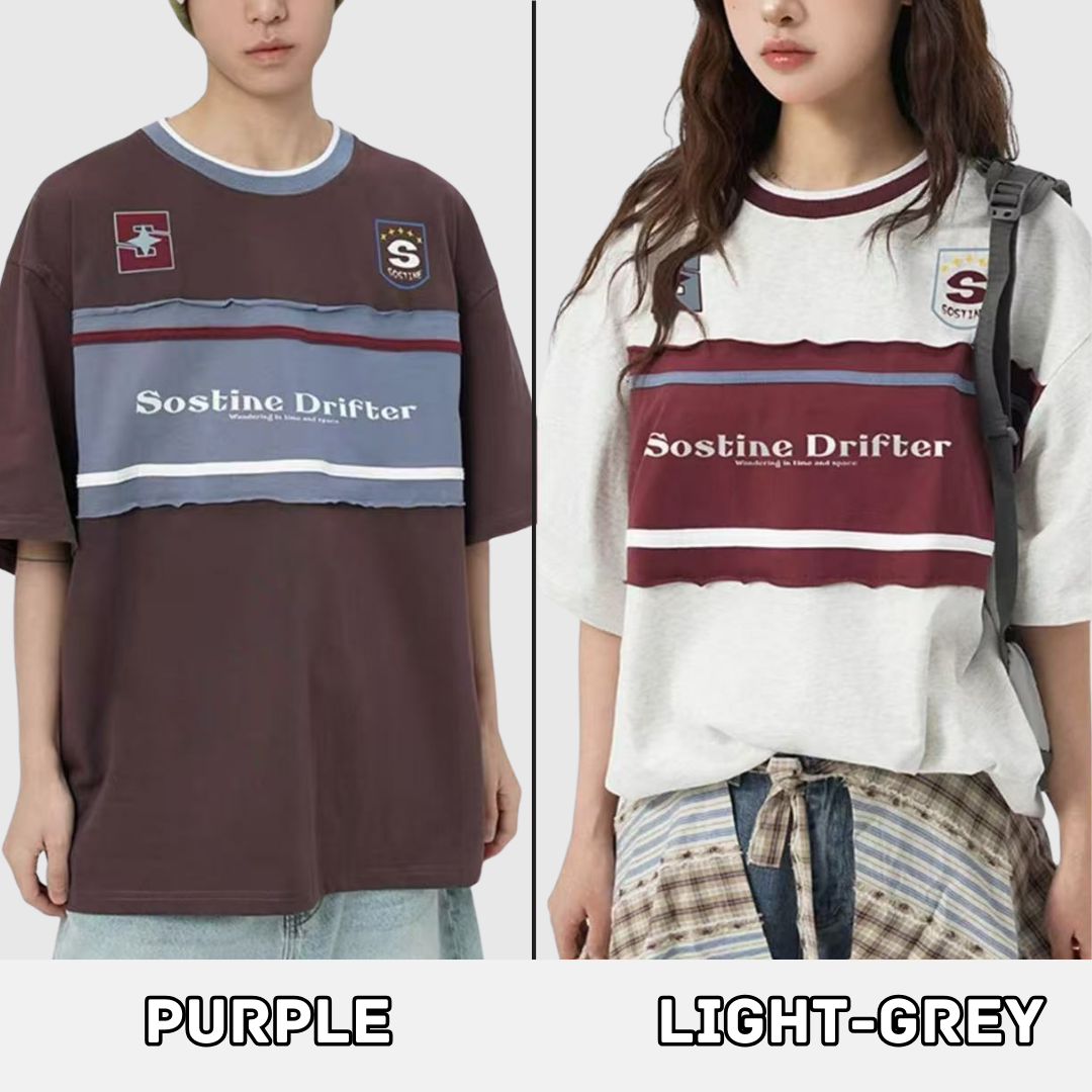 カップルペアルック スポーティーカジュアル カラーブロックTシャツ