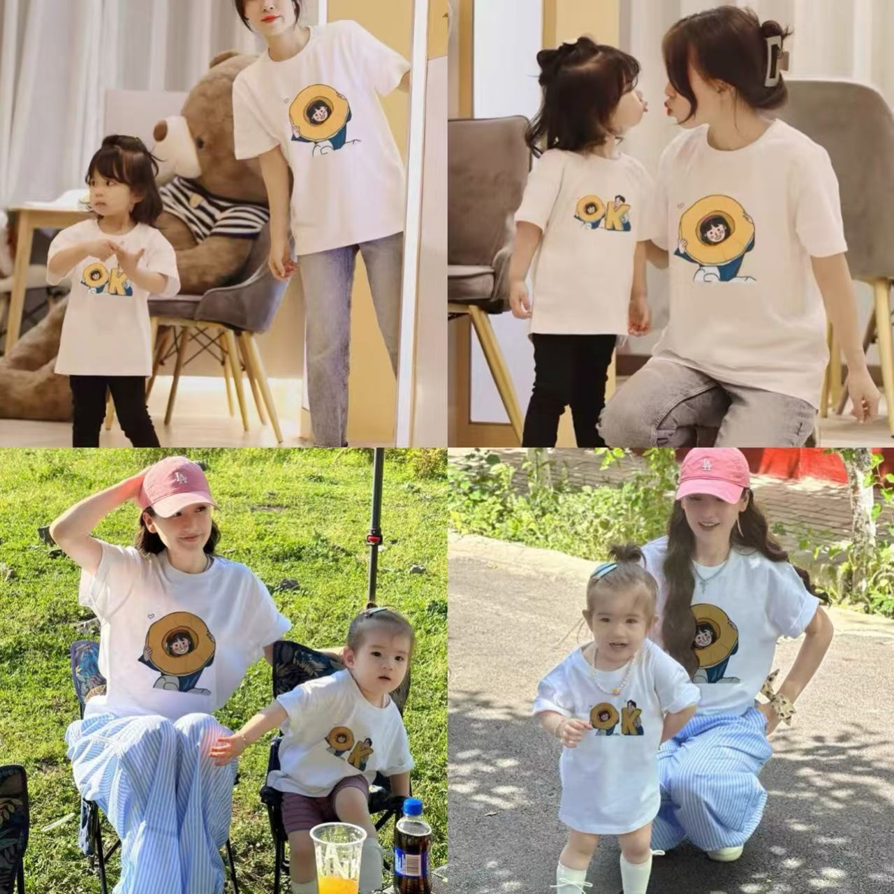 親子ペアルック OKイラストTシャツ