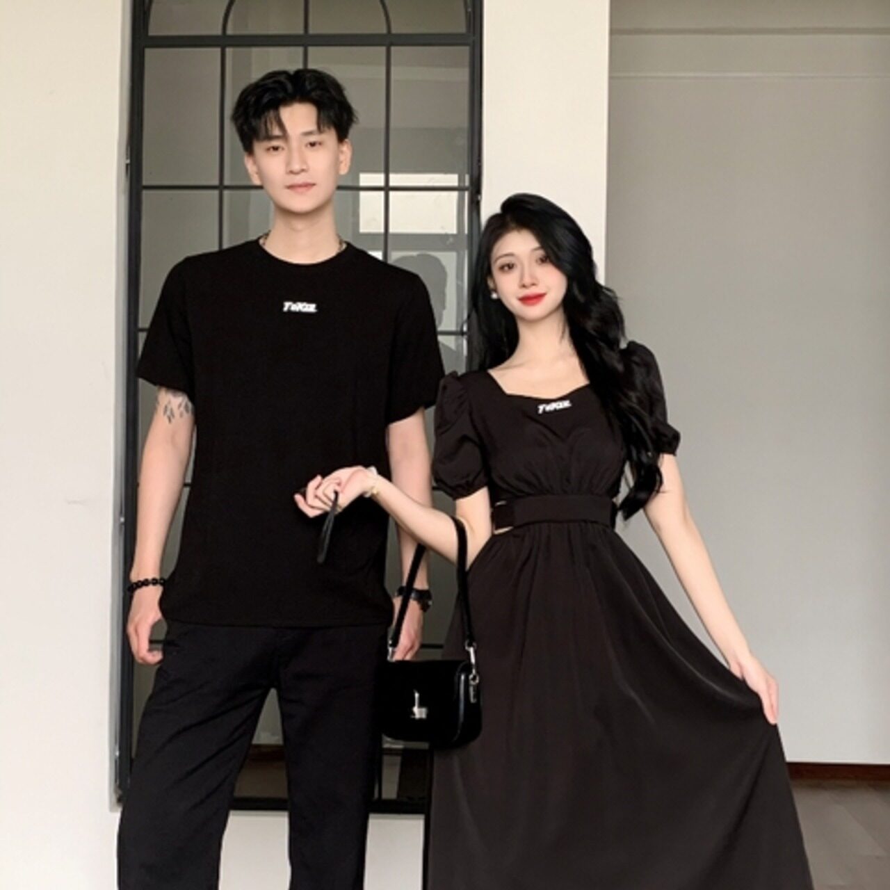 ペアルック 韓国風スリム半袖T+スカート&コート(ニッチデザイン、高級感あり)