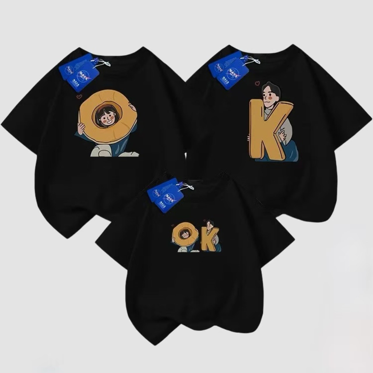 親子ペアルック OKイラストTシャツ