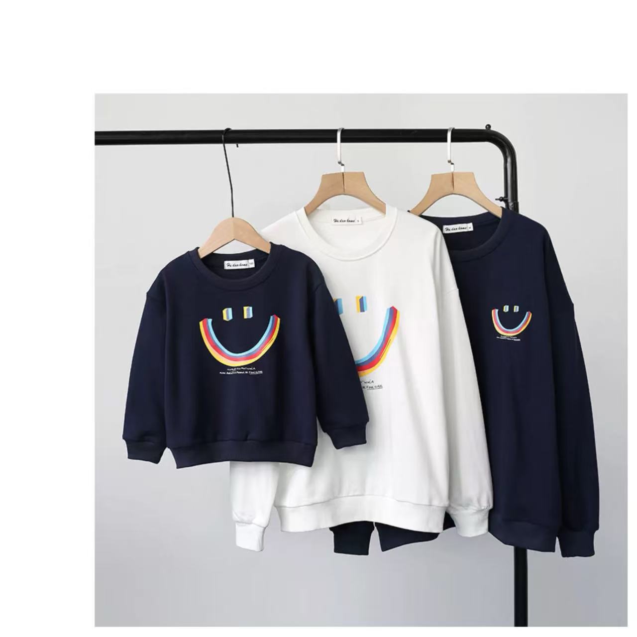 親子ペアルック レインボースマイル スウェット トレーナー ファミリーお揃い