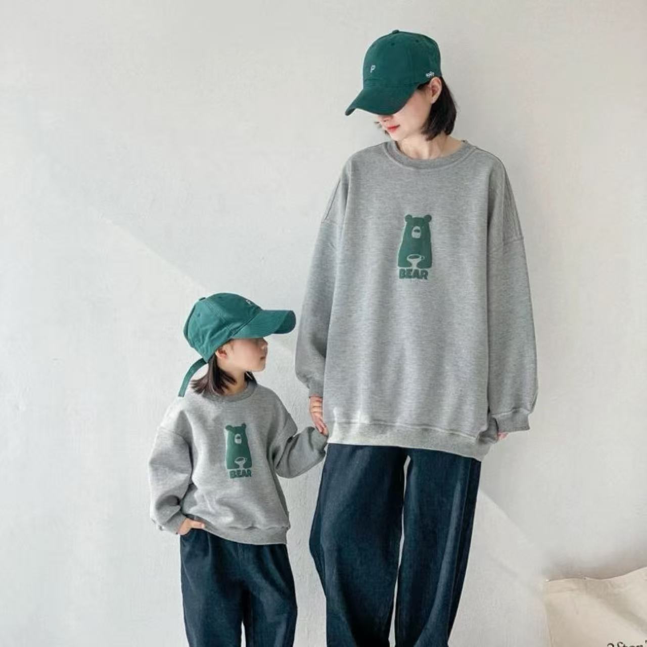 親子ペアルック ナチュラルベアー トレーナー ファミリーお揃いスウェット