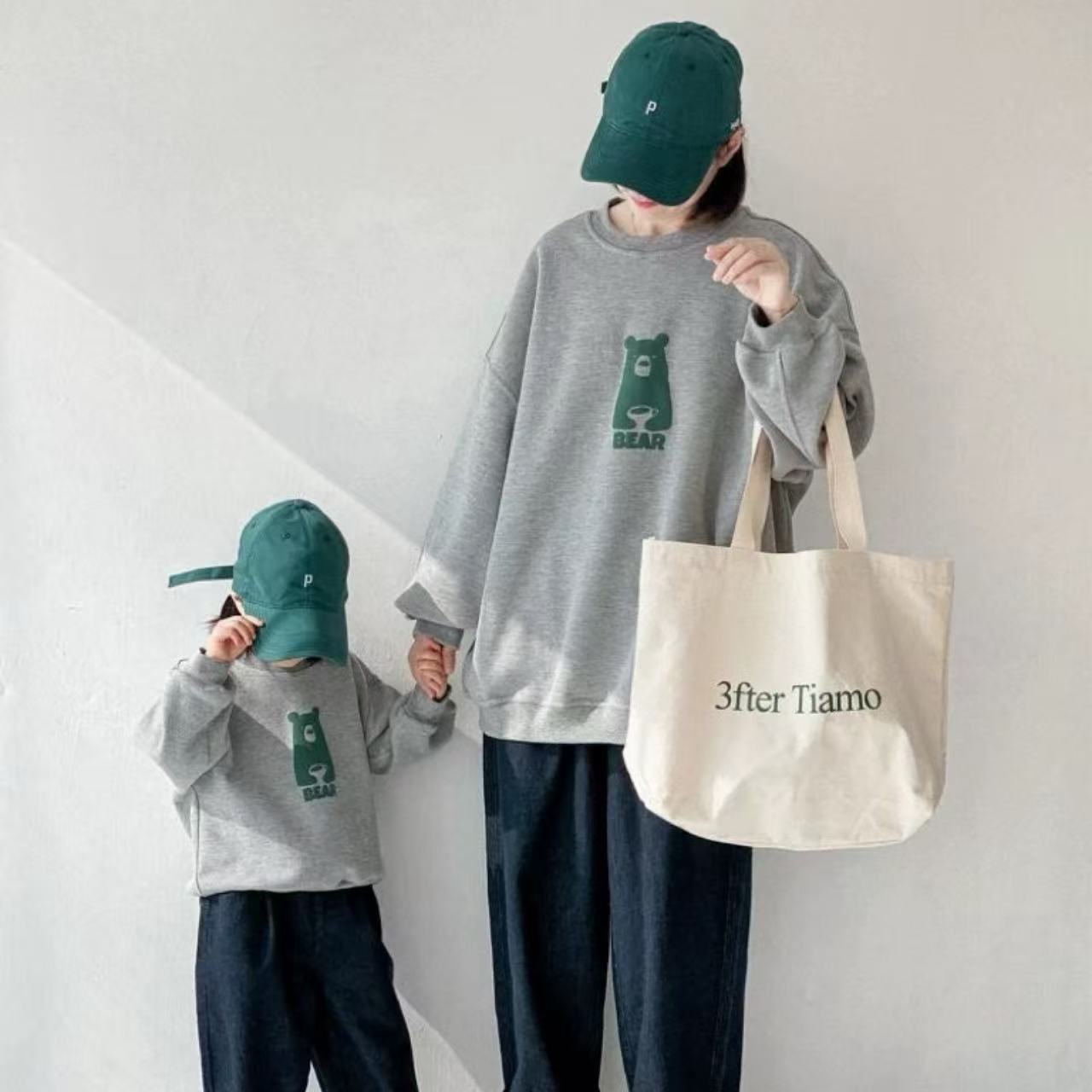 親子ペアルック ナチュラルベアー トレーナー ファミリーお揃いスウェット